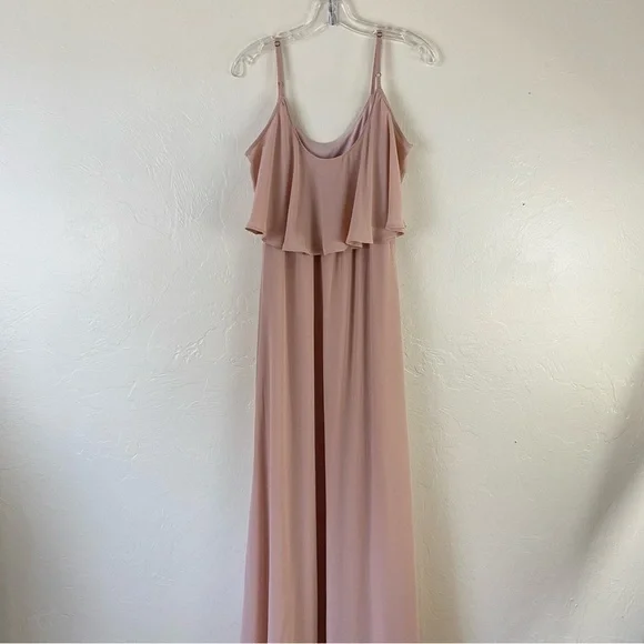 Show me your MuMu Size XS Blush Pink Caitlin Ruffle Spaghetti Strap Maxi Dress - Picture 4 of 7